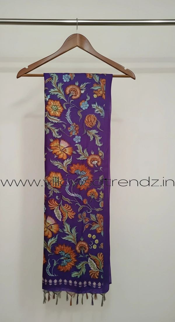 Ruthvi Ethnics Kurti Set With Designer Neck Pattern|Raw Silk Kurti with Pant and khadi Cotton Silk Shawl|Peacock Blue| RS58001 - XL, Peacock Blue