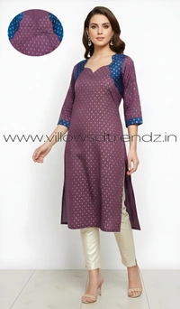 Ruthvi Ethnics Kurti Set With Designer Neck Pattern|Raw Silk Kurti with Pant and khadi Cotton Silk Shawl|Dark Onion Pink| RS58009 - M, Dark Onion Pink