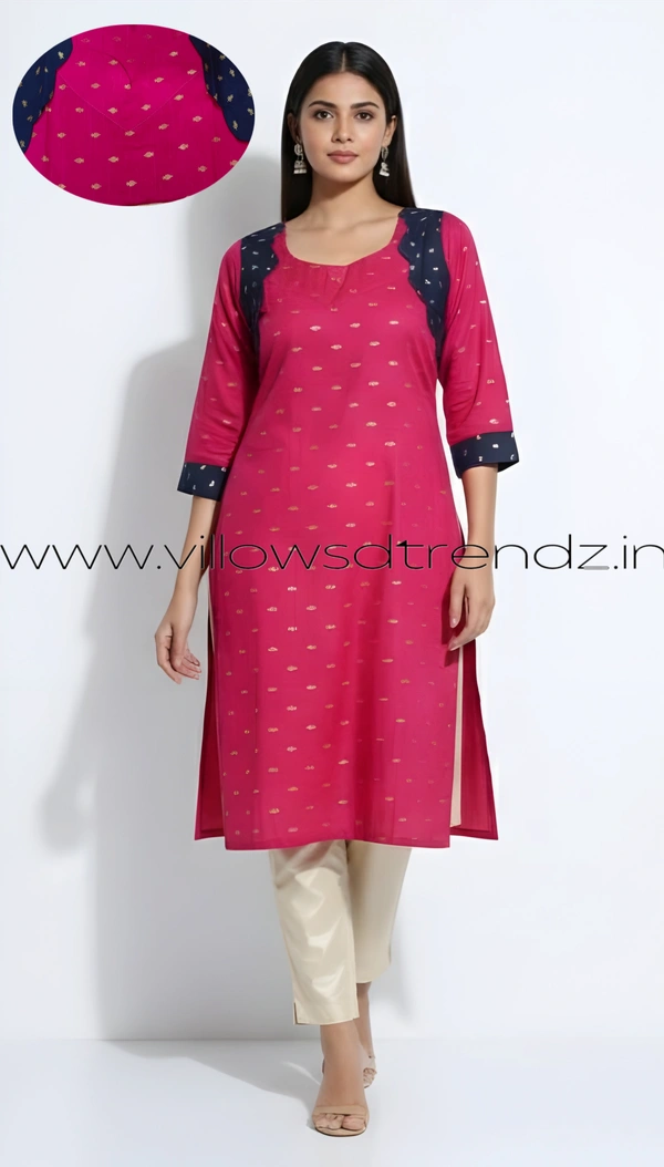 Ruthvi Ethnics Kurti Set With Designer Neck Pattern|Raw Silk Kurti with Pant and khadi Cotton Silk Shawl|Rani Pink| RS580012 - XL, Rani Pink