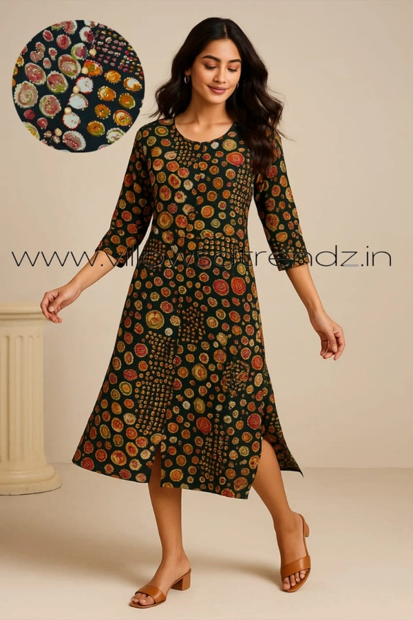Twill Blue Kurti with Side Slit ON23002 - Black, L