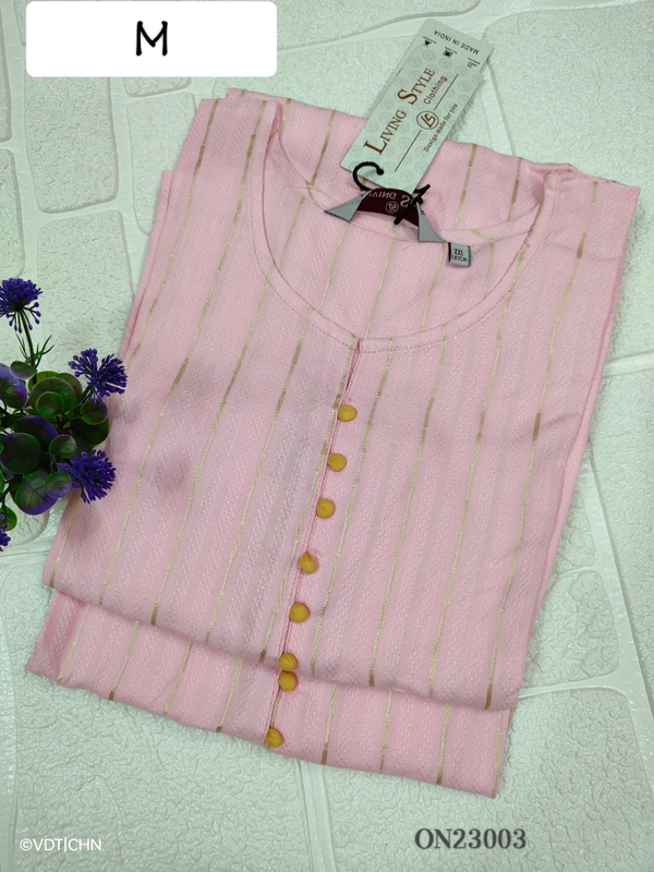 Twill Blue Kurti with Side Slit ON23003 - M, Pink