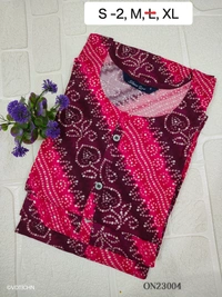 Twill Blue Kurti with Side Slit ON23004 - Maroon With Pink, XL