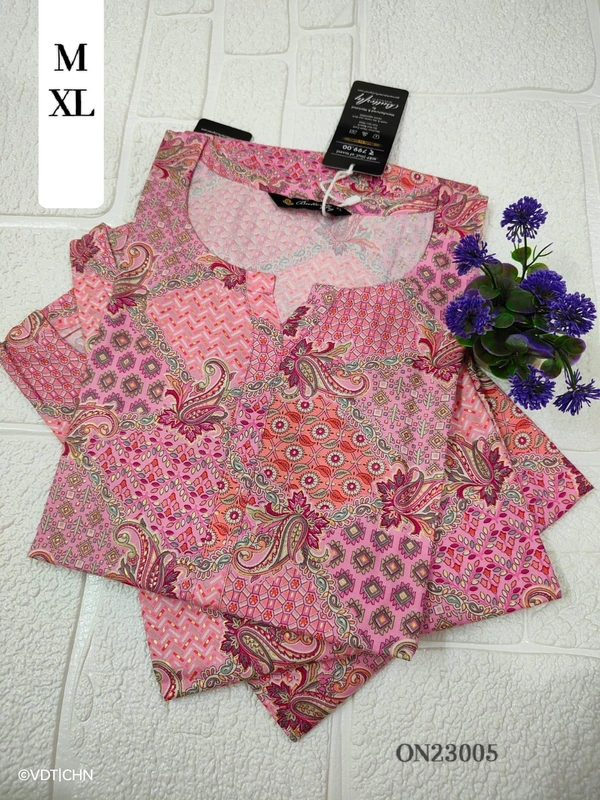 Twill Blue Kurti with Side Slit ON23005 - M, Pink
