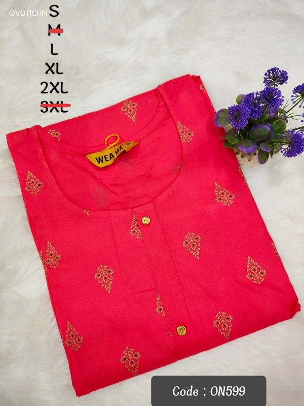 Twill Blue Kurti with Side Slit ON599 - L, Pink