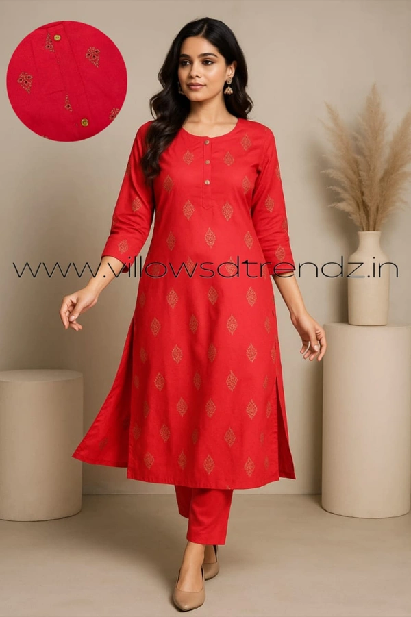 Twill Blue Kurti with Side Slit ON599 - Pink, 2XL