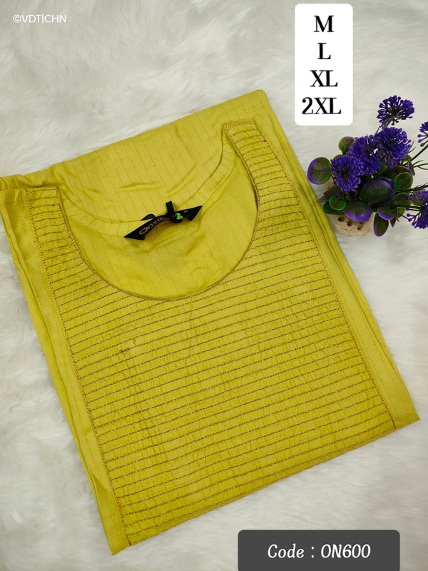 Twill Blue Kurti with Side Slit ON600 - XL, Yellow