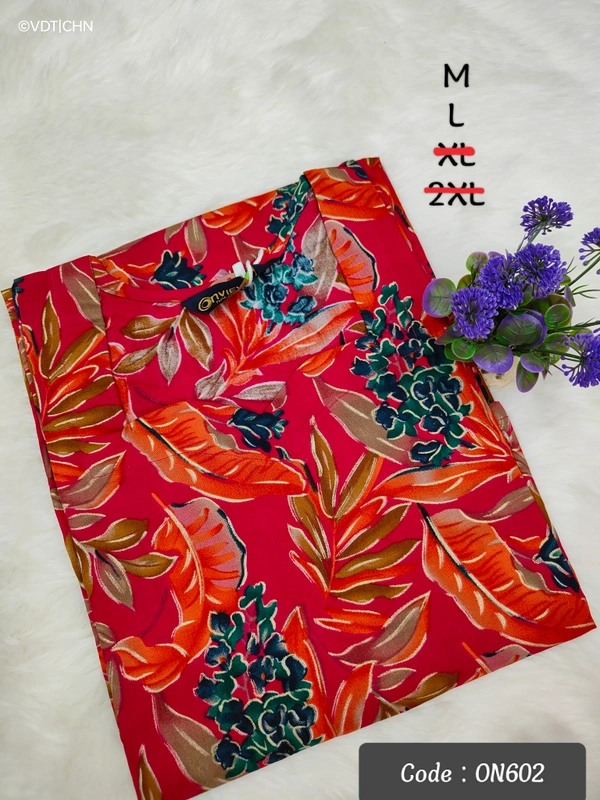 Twill Blue Kurti with Side Slit ON602 - L, Red