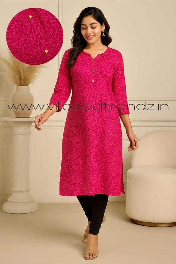 Twill Blue Kurti with Side Slit ON603 - Pink, L