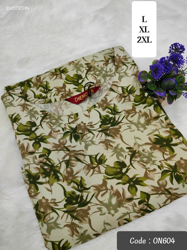 Twill Blue Kurti with Side Slit ON604 - 2XL, Green