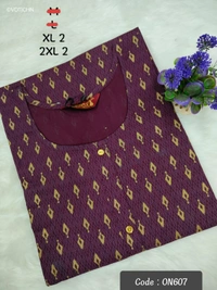 Twill Blue Kurti with Side Slit ON607 - Purple, 2XL