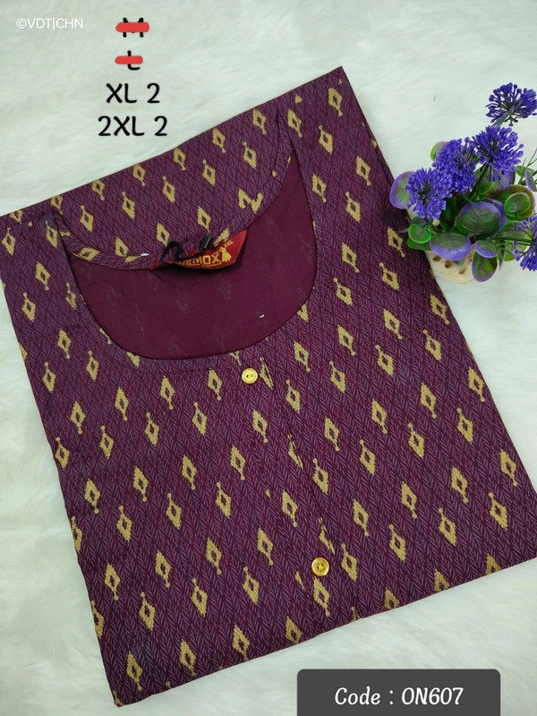 Twill Blue Kurti with Side Slit ON607 - 2XL, Purple