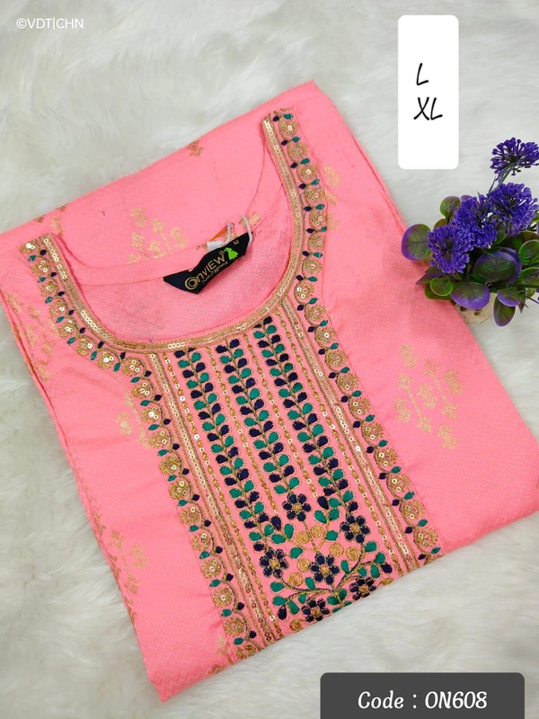 Twill Blue Kurti with Side Slit ON608 - XL, Pink