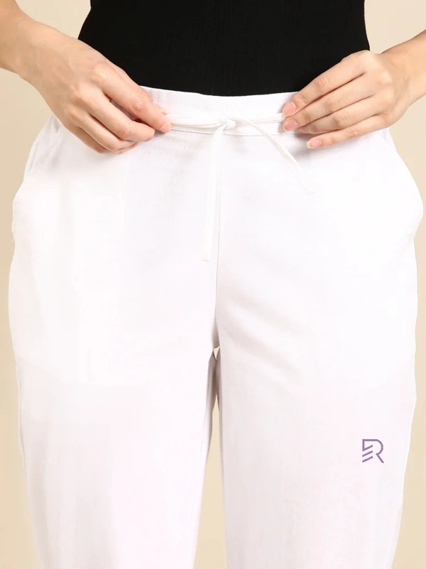 Ruthvi Ethnics Linen Cotton Kurti Pants KP23225304 - L, White