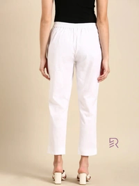 Ruthvi Ethnics Linen Cotton Kurti Pants KP23225304 - L, White
