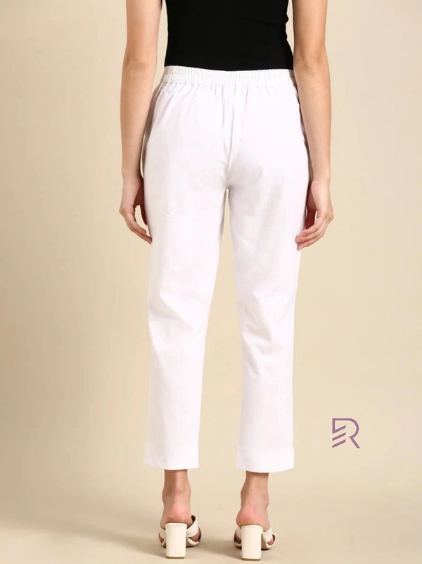 Ruthvi Ethnics Linen Cotton Kurti Pants KP23225304 - L, White