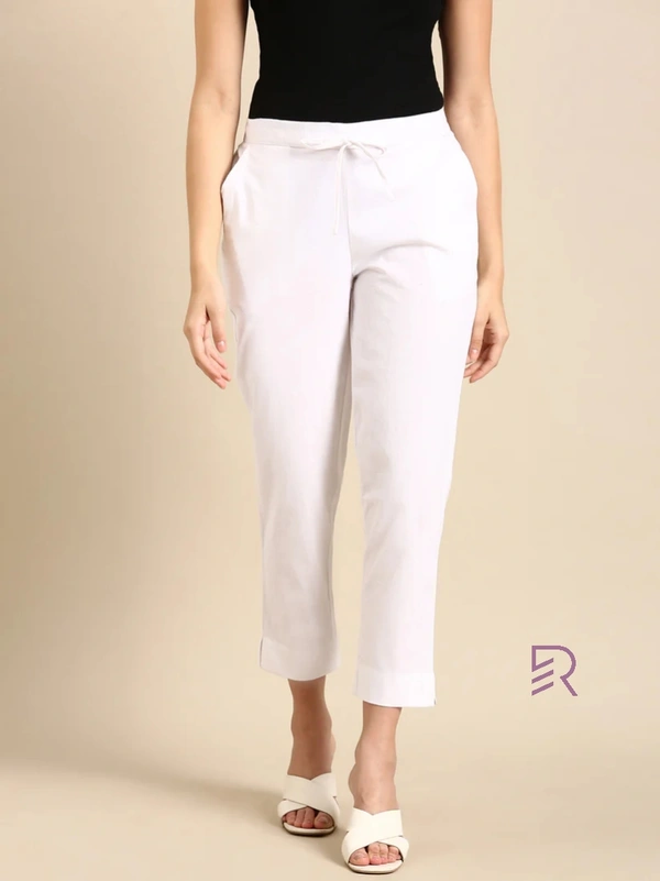 Ruthvi Ethnics Linen Cotton Kurti Pants KP23225304 - L, White