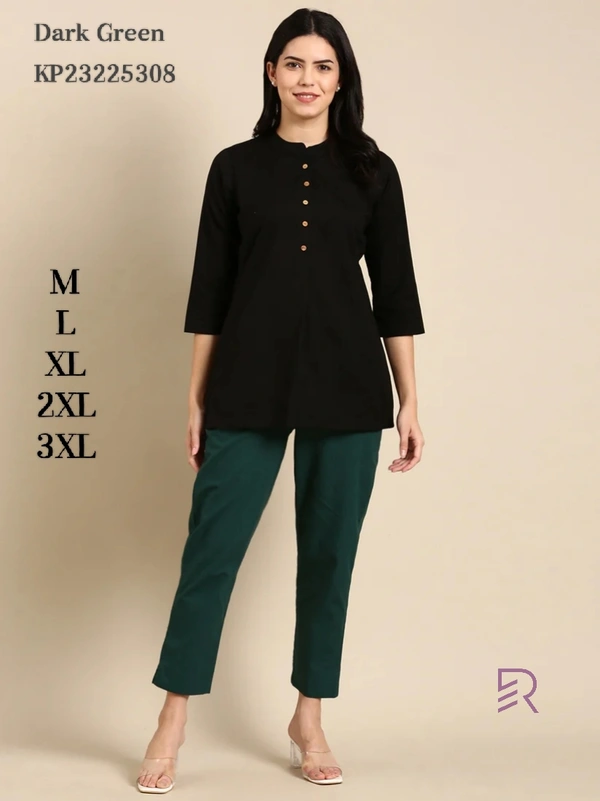 Ruthvi Ethnics Linen Cotton Kurti Pants KP23225308 - 4XL, Dark Green