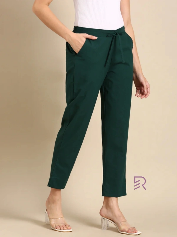 Ruthvi Ethnics Linen Cotton Kurti Pants KP23225308 - 2XL, Dark Green