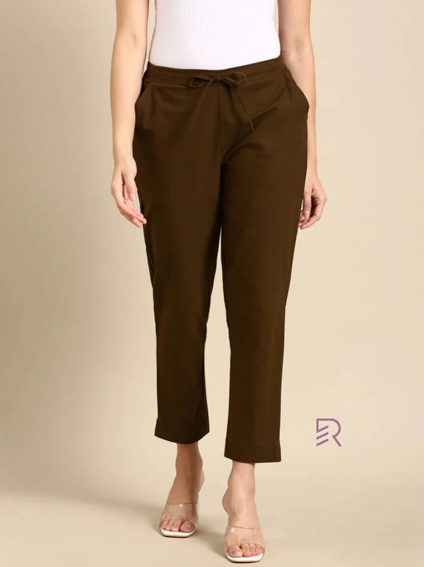 Ruthvi Ethnics Linen Cotton Kurti Pants KP23225309 - XL, Coffee Brown