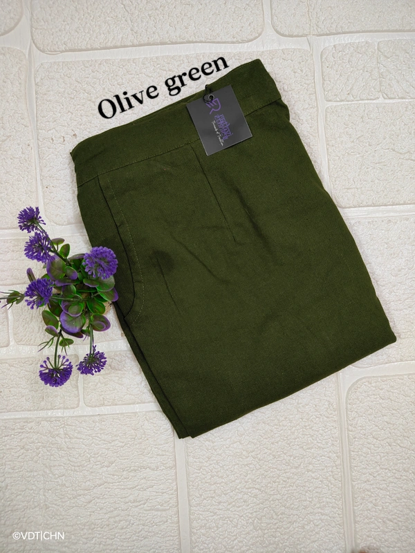 Ruthvi Ethnics Linen Cotton Kurti Pants KP23225311 - 4XL, Olive Green