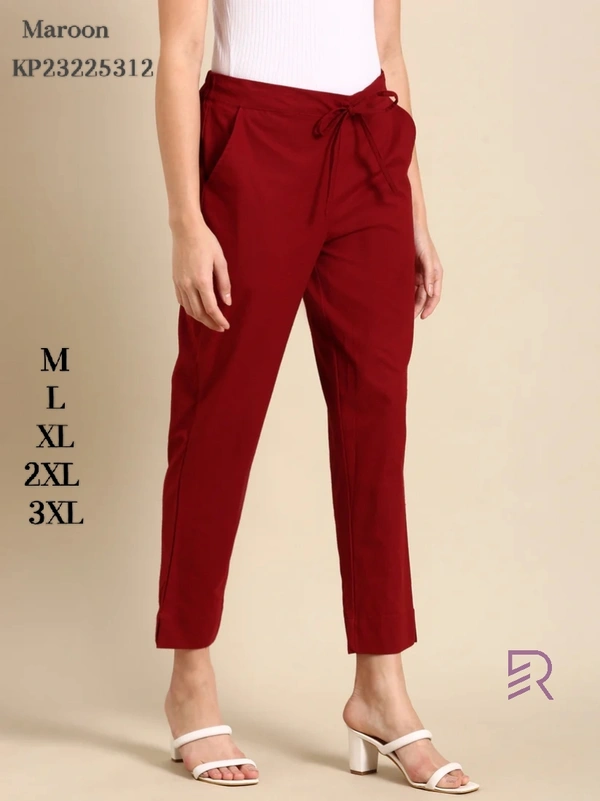 Ruthvi Ethnics Linen Cotton Kurti Pants KP23225312 - 4XL, Maroon