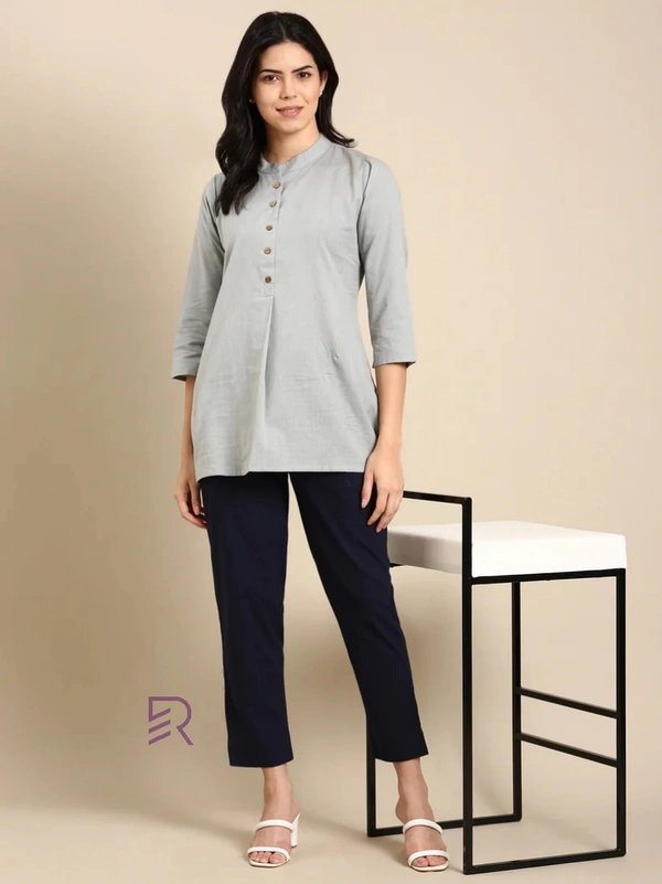 Ruthvi Ethnics Linen Cotton Kurti Pants KP23225313 - L, Navy Blue