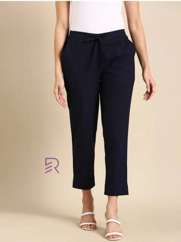 Ruthvi Ethnics Linen Cotton Kurti Pants KP23225313 - L, Navy Blue