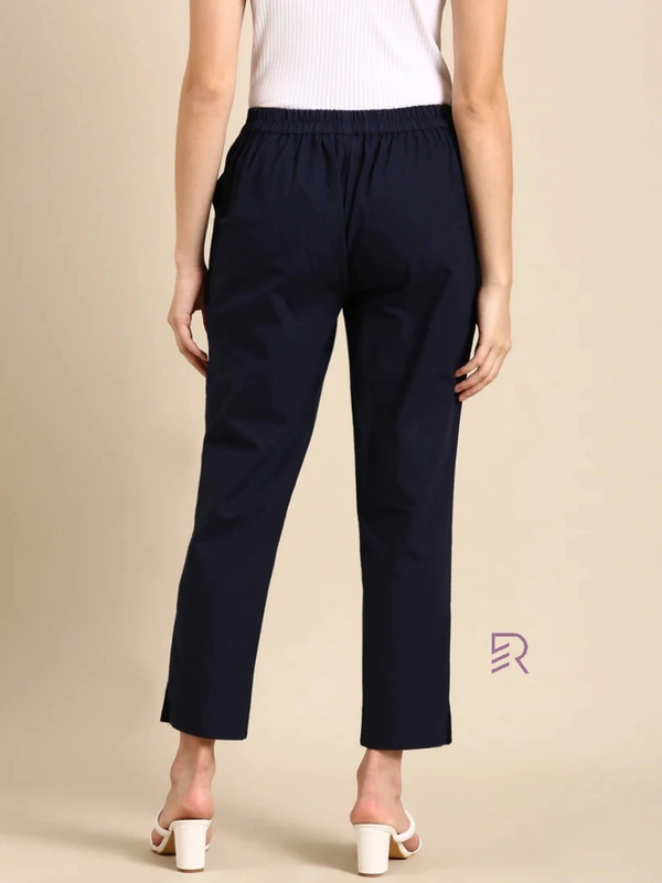 Ruthvi Ethnics Linen Cotton Kurti Pants KP23225313 - L, Navy Blue