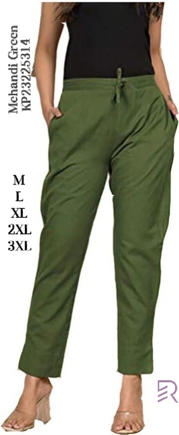 Ruthvi Ethnics Linen Cotton Kurti Pants KP23225314 - 4XL, Mehandi Green