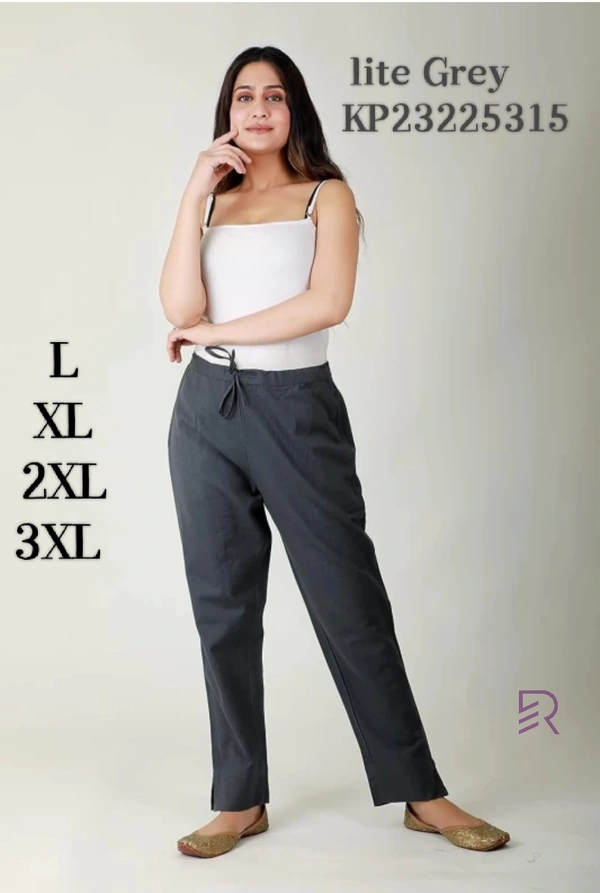 Ruthvi Ethnics Linen Cotton Kurti Pants KP23225315 - 4XL, Light Grey