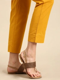 Ruthvi Ethnics Linen Cotton Kurti Pants KP23225317 - 3XL, Musturd Yellow