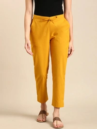 Ruthvi Ethnics Linen Cotton Kurti Pants KP23225317 - 3XL, Musturd Yellow