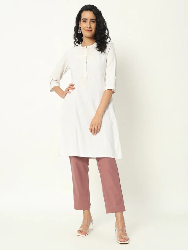 Ruthvi Ethnics Linen Cotton Kurti Pants KP23225318 - XL, Peach Pink