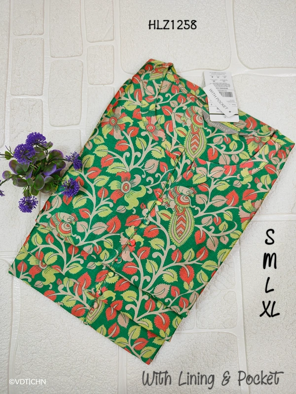 Hanshita Linen Zari Kurti HLZ1258 - S, Green