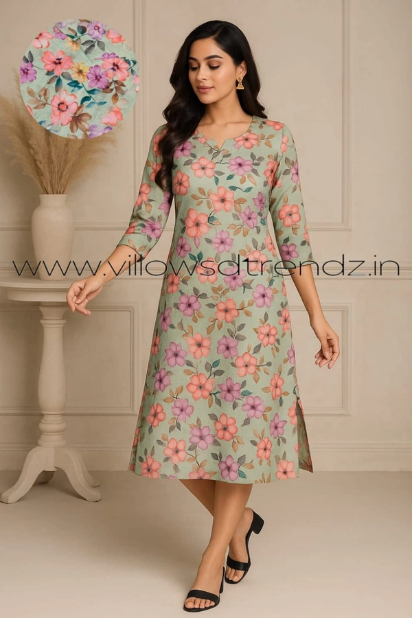 Hanshita Linen Zari Kurti HLZ1259 - LighT Green, 2XL