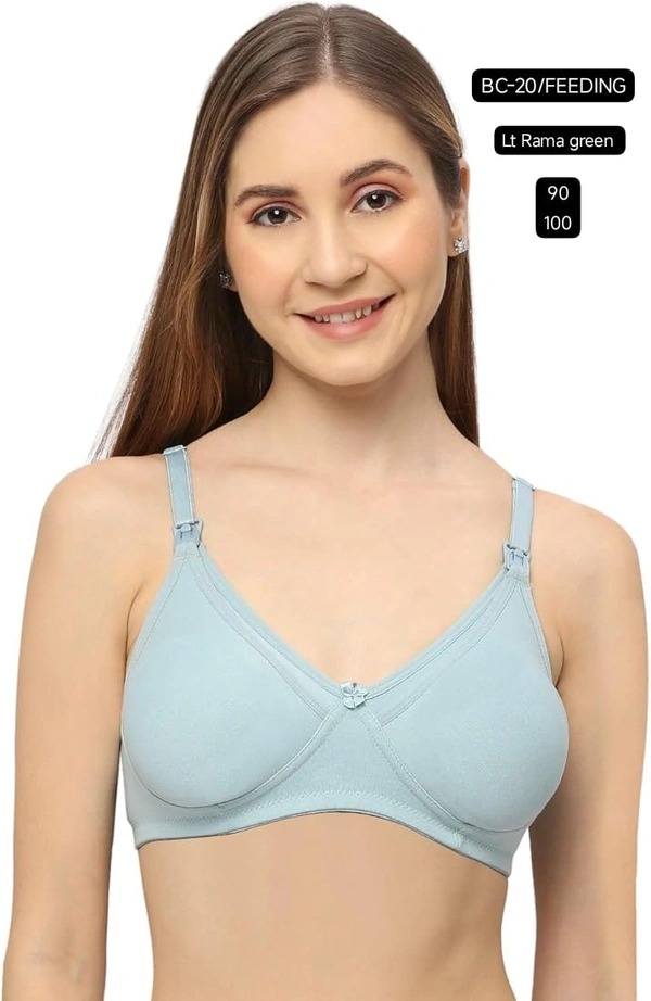 Prithvi Lt rama green soft and comfort fabric Back Closure - hook and eye, Non padded, BC-20/FEEDING - 100, Lt rama green