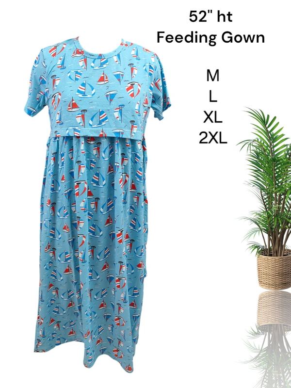 VDT Maternity Feeding Lounge Wear MFG1611 - XL, Sky Blue