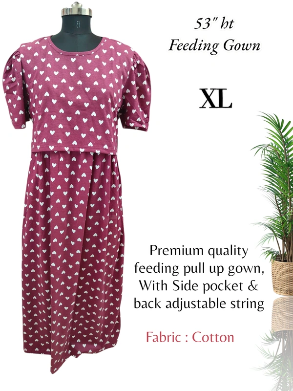 VDT Maternity Feeding Lounge Wear MGF49008 - XL, Beetroot Red