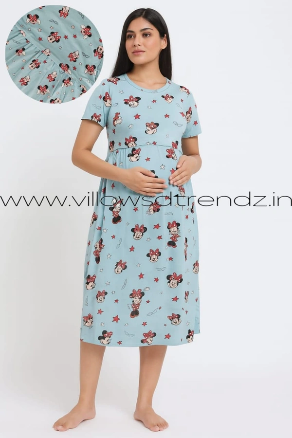 Smurf Finds Maternity Feeding Lounge Wear | Pullup Gown| Zipless| Full Length| 52 inches height|Sky blue | MGF310062 - 2XL, Sky Blue