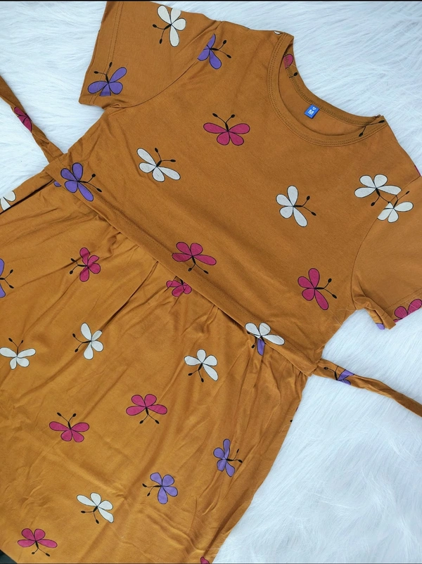 Smurf Finds Maternity Feeding Lounge Wear | Pullup Gown| Zipless| Full Length| 52 inches height|Brown | MGF310055 - XL, Brown