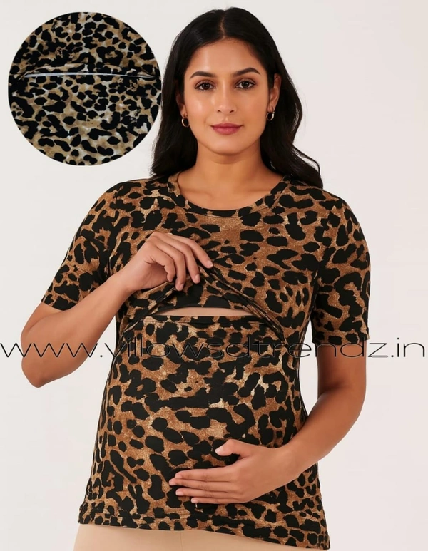 Smurf Finds Maternity Feeding T-Shirt | Pullup T-Shirt| Zipless| Brown | FT18004 - XXL, Brown