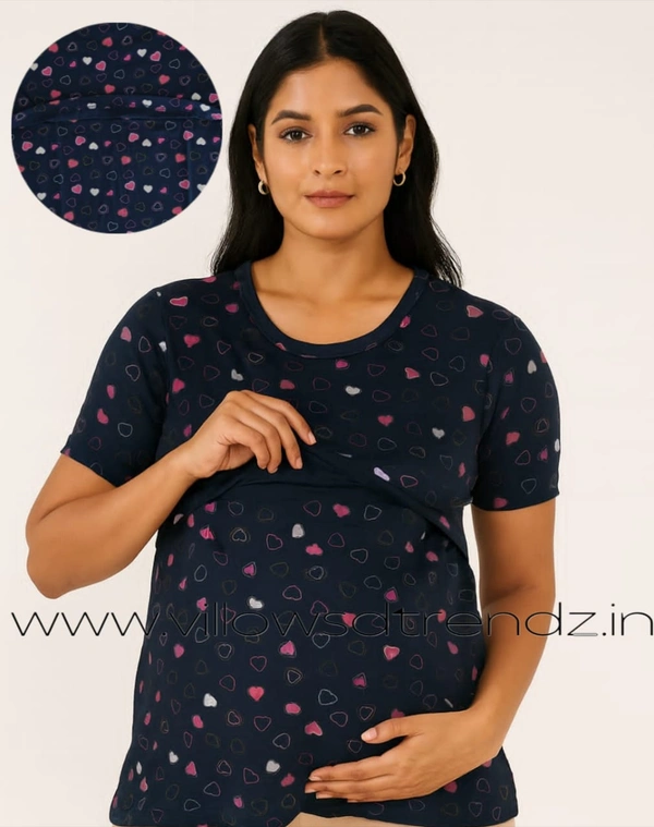 Smurf Finds Maternity Feeding T-Shirt | Pullup T-Shirt| Zipless|  Dark Blue | FT18005 - M, Dark Blue