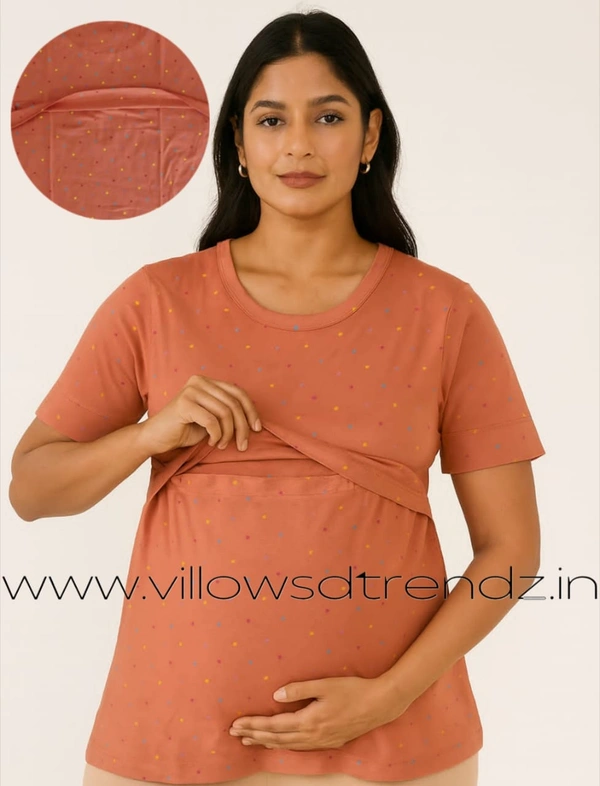 Smurf Finds Maternity Feeding T-Shirt | Pullup T-Shirt| Zipless|  Peach | FT18006 - 2XL, Peach