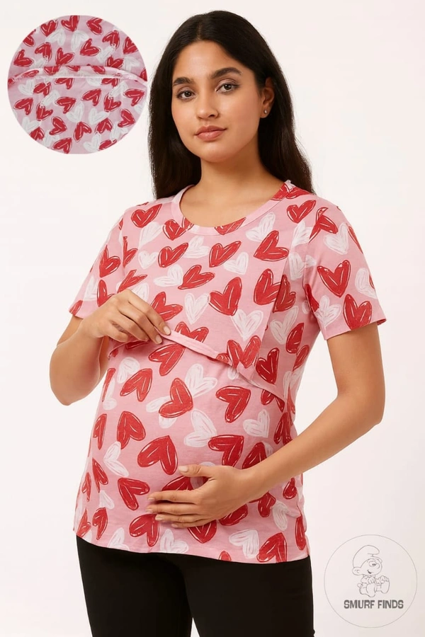 Smurf Finds Maternity Feeding T-Shirt | Pullup T-Shirt| Zipless| Pink |  FT18009 - XL, Pink