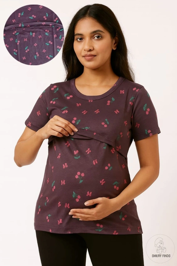 Smurf Finds Maternity Feeding T-Shirt | Pullup T-Shirt| Zipless| Plum |  FT180010 - L, Plum