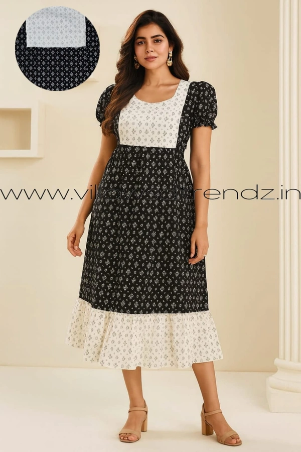 Ruthvi Ethnics Maxi| Frock Nighty| Night Gown| Nighty| Designer Neck Pattern| Back side adjustable Knot| Black | FN25073 - Bust: 45|Ht: 46 (2XL), Black
