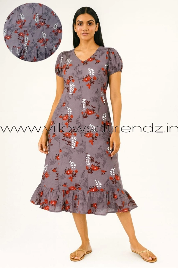 Ruthvi Ethnics Maxi| Frock Nighty| Night Gown| Nighty| Designer Neck Pattern| Back side adjustable Knot| Lavender  | FN240106 - Bust: 52|Ht: 48 (6XL), Lavender