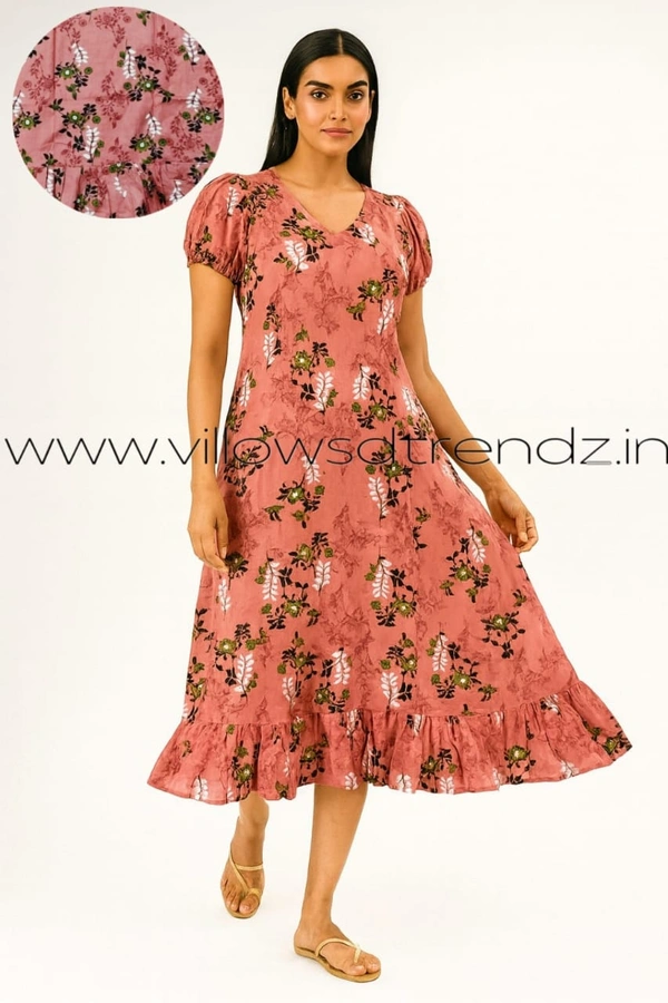 Ruthvi Ethnics Maxi| Frock Nighty| Night Gown| Nighty| Designer Neck Pattern| Back side adjustable Knot| Peach | FN240105 - Bust: 52|Ht: 48 (6XL), Peach
