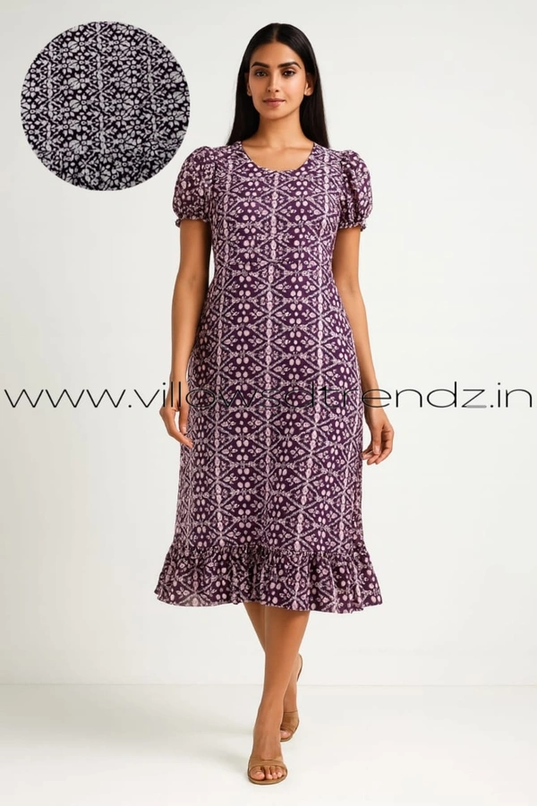 Ruthvi Ethnics Maxi| Frock Nighty| Night Gown| Nighty| Designer Neck Pattern| Back side adjustable Knot| Purple  | FN240096 - Bust: 52|Ht: 48 (6XL), Purple