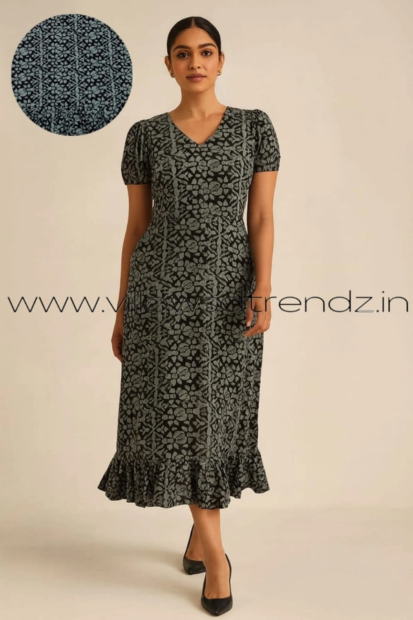 Ruthvi Ethnics Maxi| Frock Nighty| Night Gown| Nighty| Designer Neck Pattern| Back side adjustable Knot| Ink Blue | FN240115 - Bust: 52|Ht: 48.5 (6XL), Ink blue